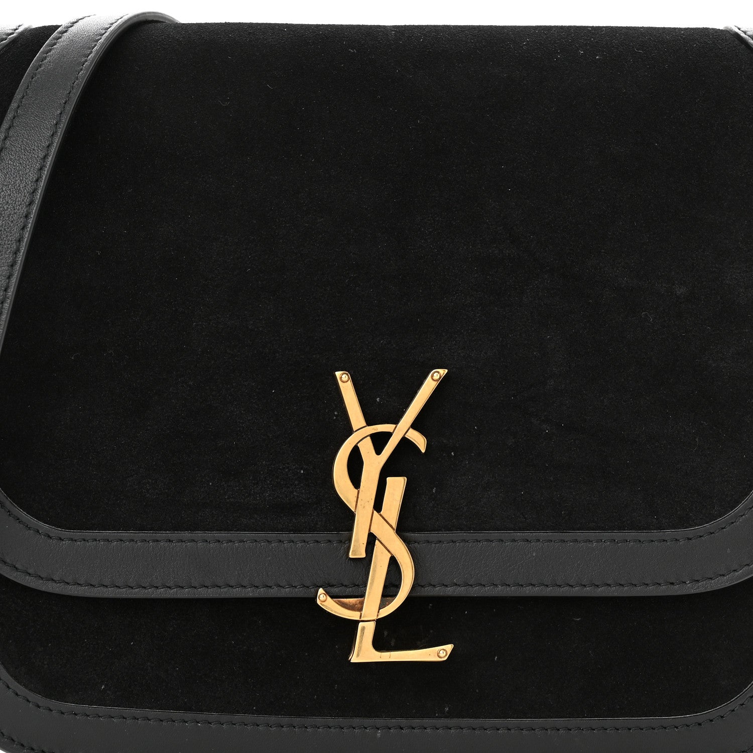 Saint Laurent Suede Smooth Calfskin Monogram Medium Solferino Soft Satchel Black 8 of 11
