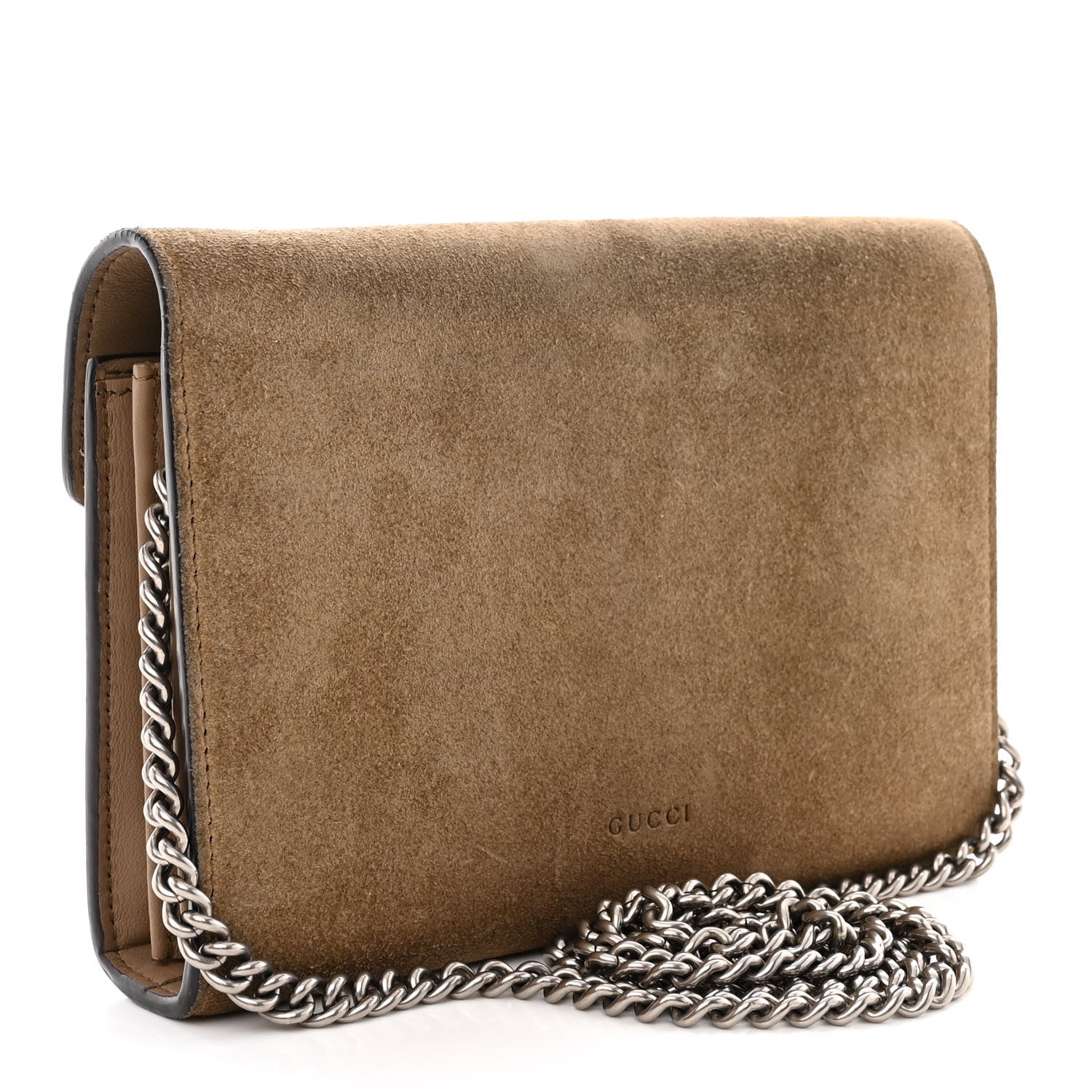 Gucci Suede Mini Dionysus Chain Wallet Taupe 3 of 12