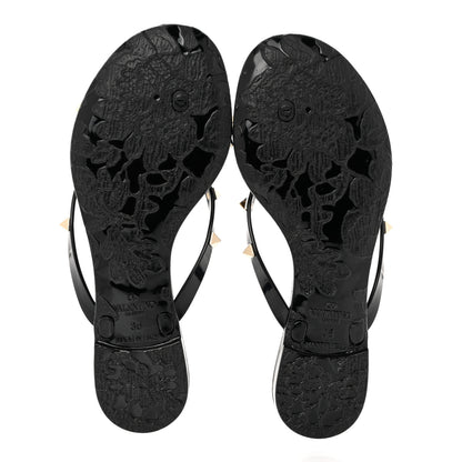 Valentino Garavani PVC Jelly Rockstud Bow Thong Sandals 35 Black 5 of 7