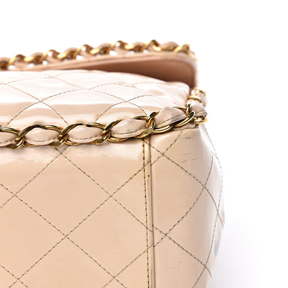 Chanel Patent Quilted Jumbo XL Chain Around Flap Beige 9 of 19