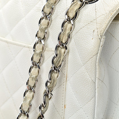 Chanel Caviar Quilted Jumbo Single Flap White 19 of 26