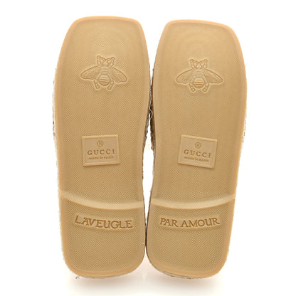 Gucci Nappa Interlocking G Espadrille Slide Sandals 36.5 Gold 5 of 6