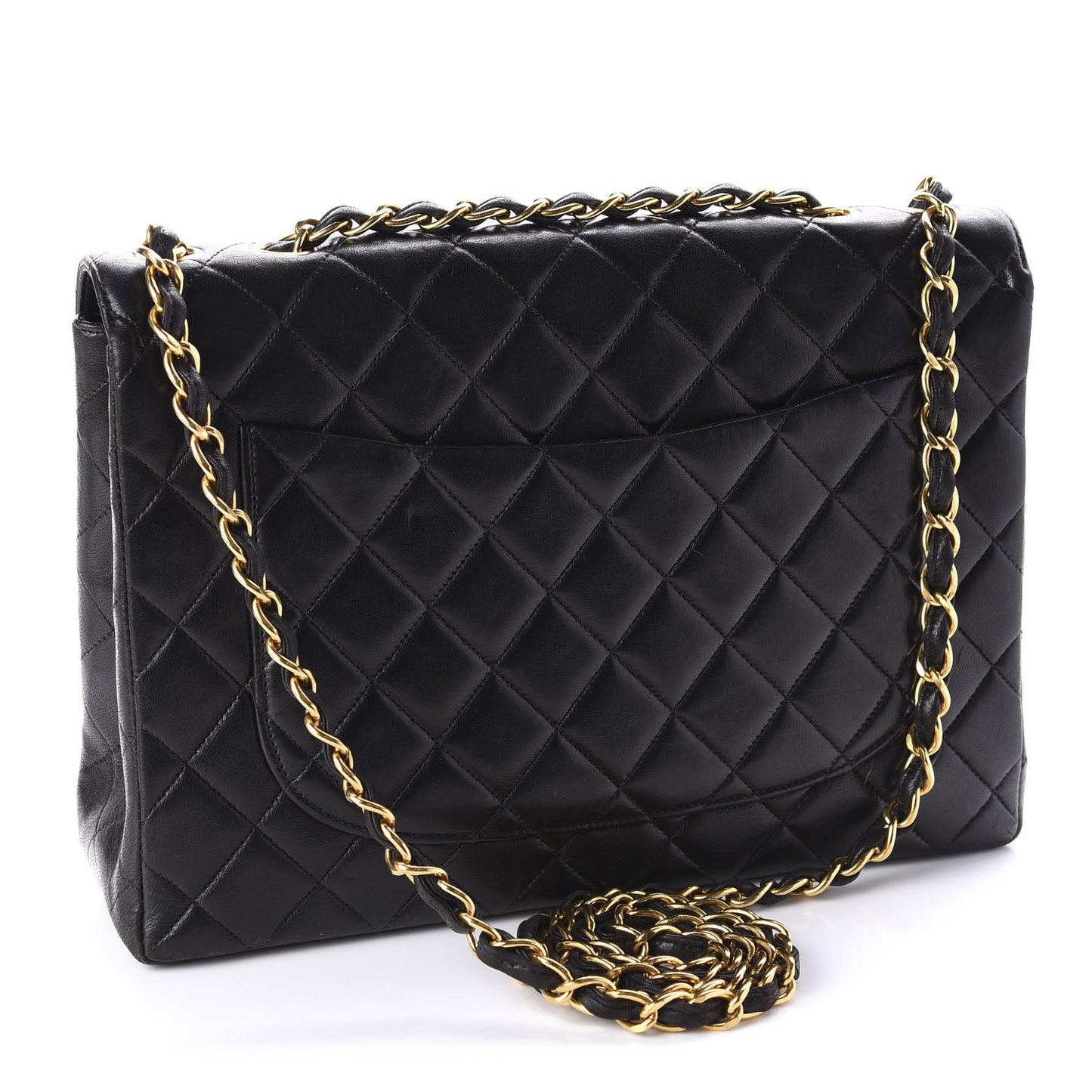 Lambskin Quilted XL Jumbo Single Flap Black