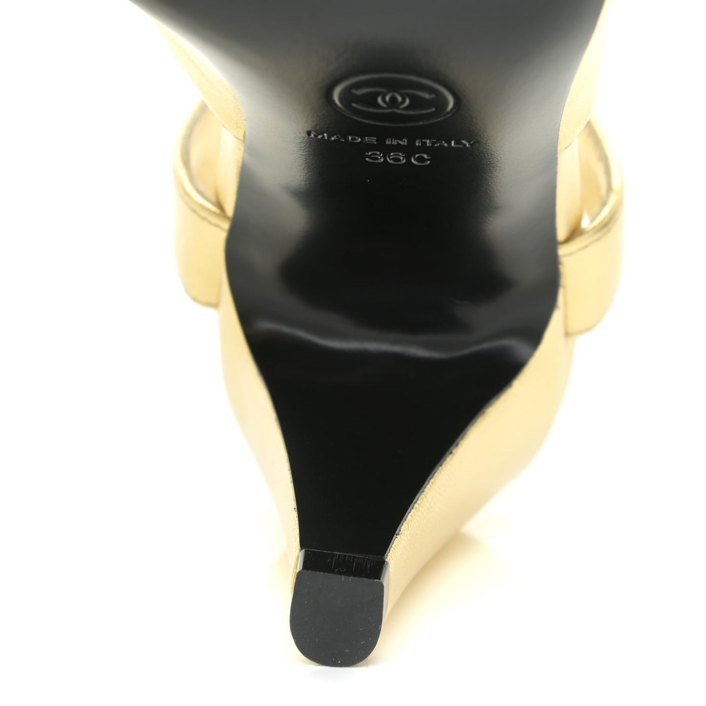 Laminated Lambskin Grosgrain Cap Toe CC Pumps 36 Gold Black