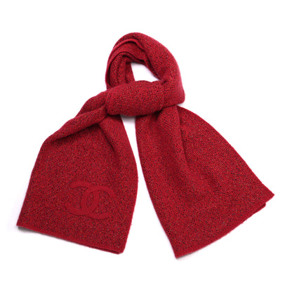 Chanel Cotton Cashmere Lurex CC Scarf Red 1 of 4