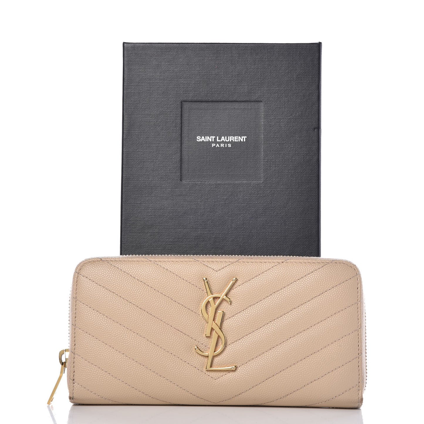 Grain De Poudre Matelasse Chevron Monogram Zip Around Wallet Nude Powder