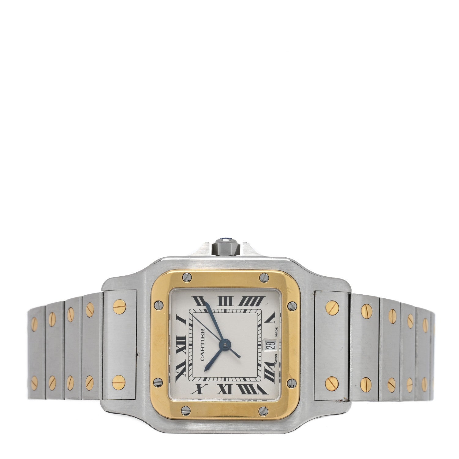 Cartier Stainless Steel 18K Yellow Gold 29mm Santos De Cartier Galbee Quartz Watch 2 of 4