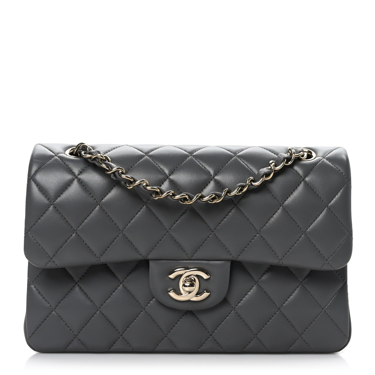 Chanel Lambskin Quilted Small Double Flap Grey 1 of 9