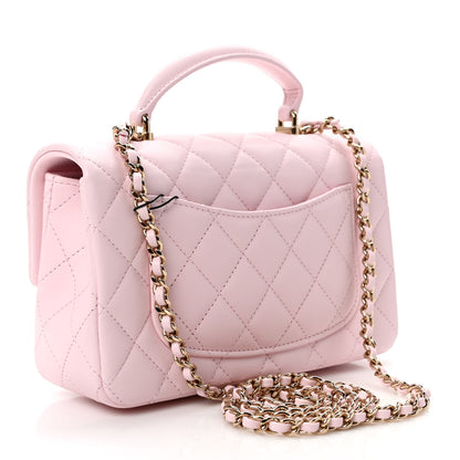 Chanel Lambskin Quilted Mini Top Handle Rectangular Flap Light Pink 3 of 10