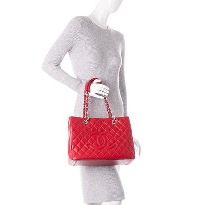 Chanel Caviar Quilted Grand Shopping Tote GST Red 2 of 7