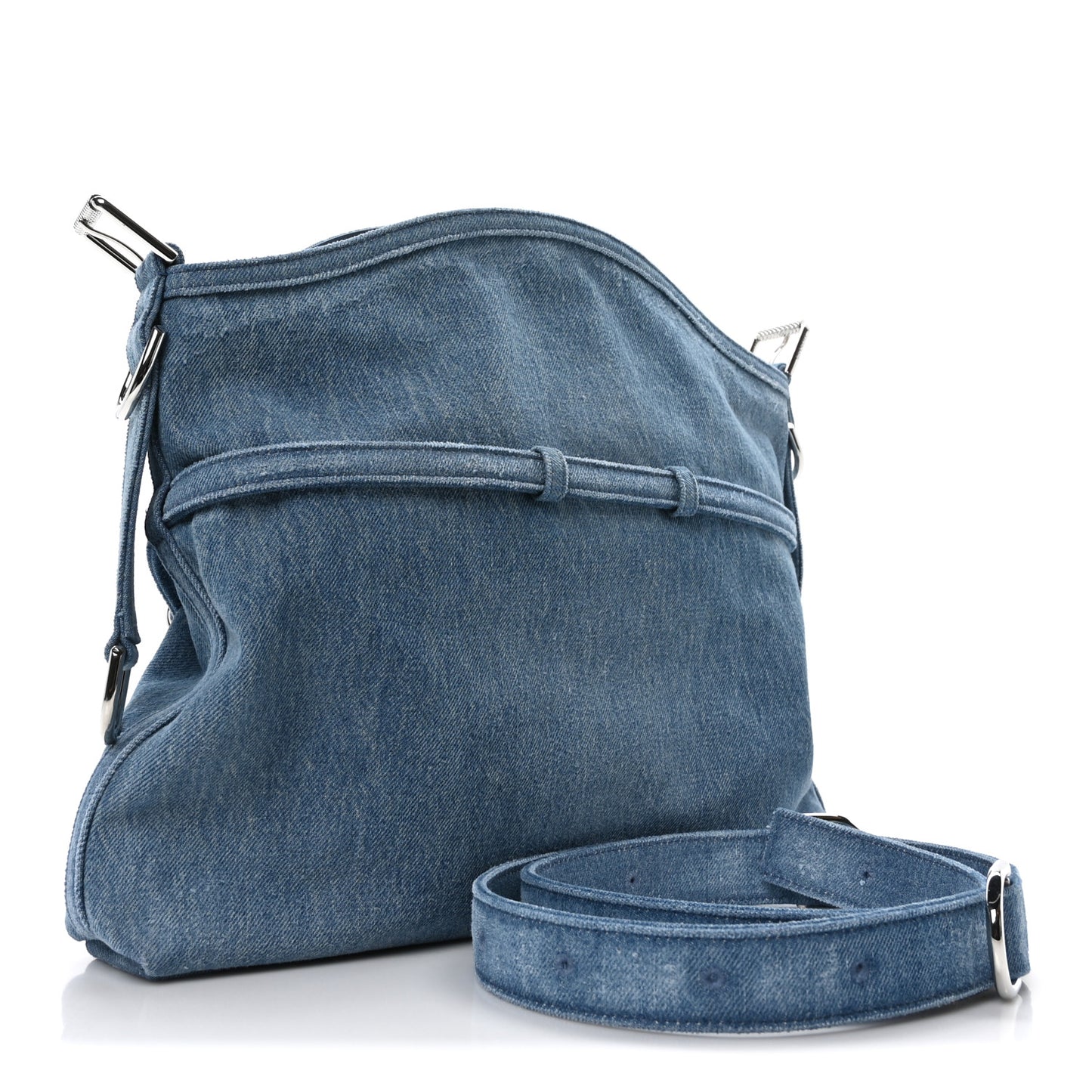 Washed Denim Medium Voyou Bag Medium Blue