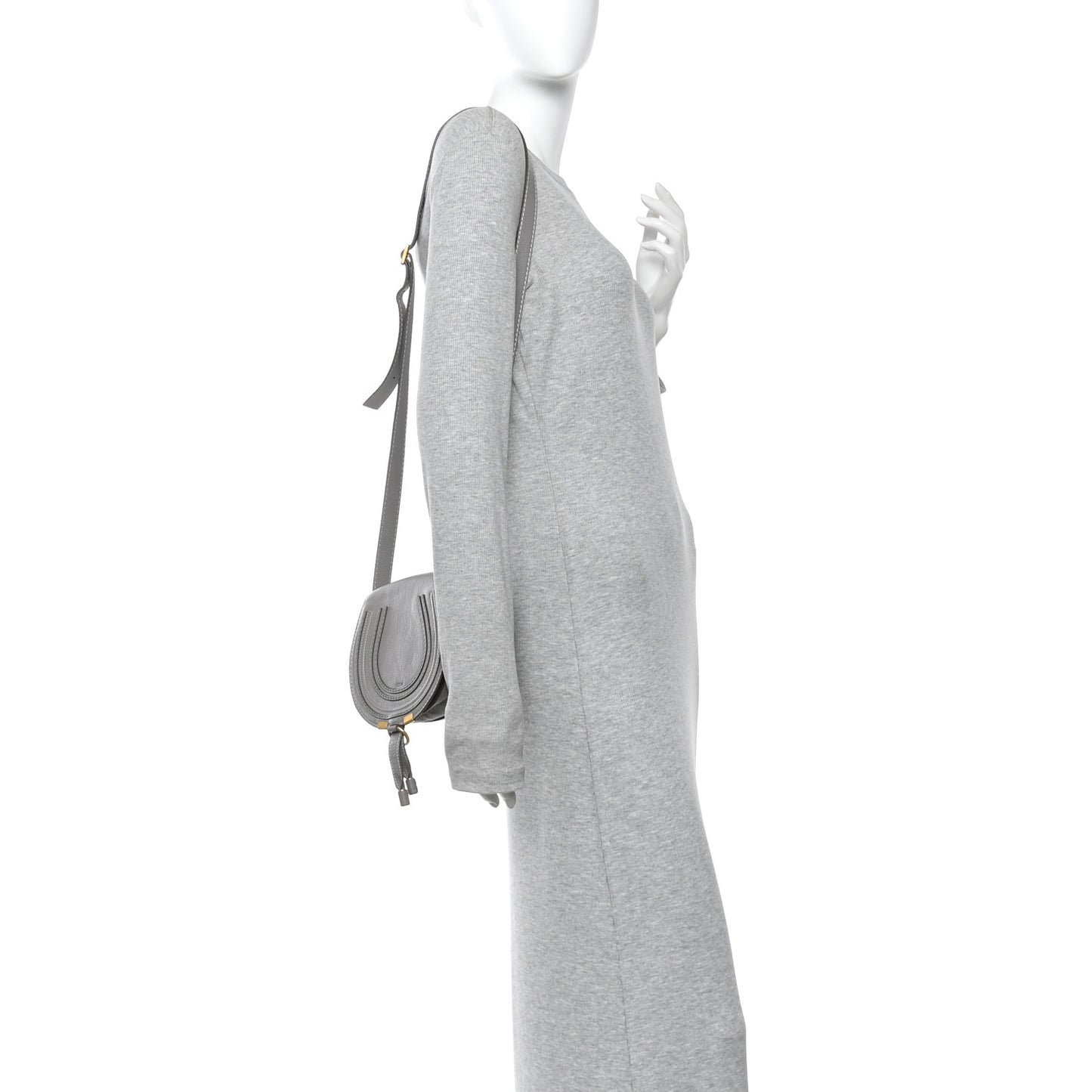 Calfskin Mini Marcie Round Crossbody Bag Cashmere Grey