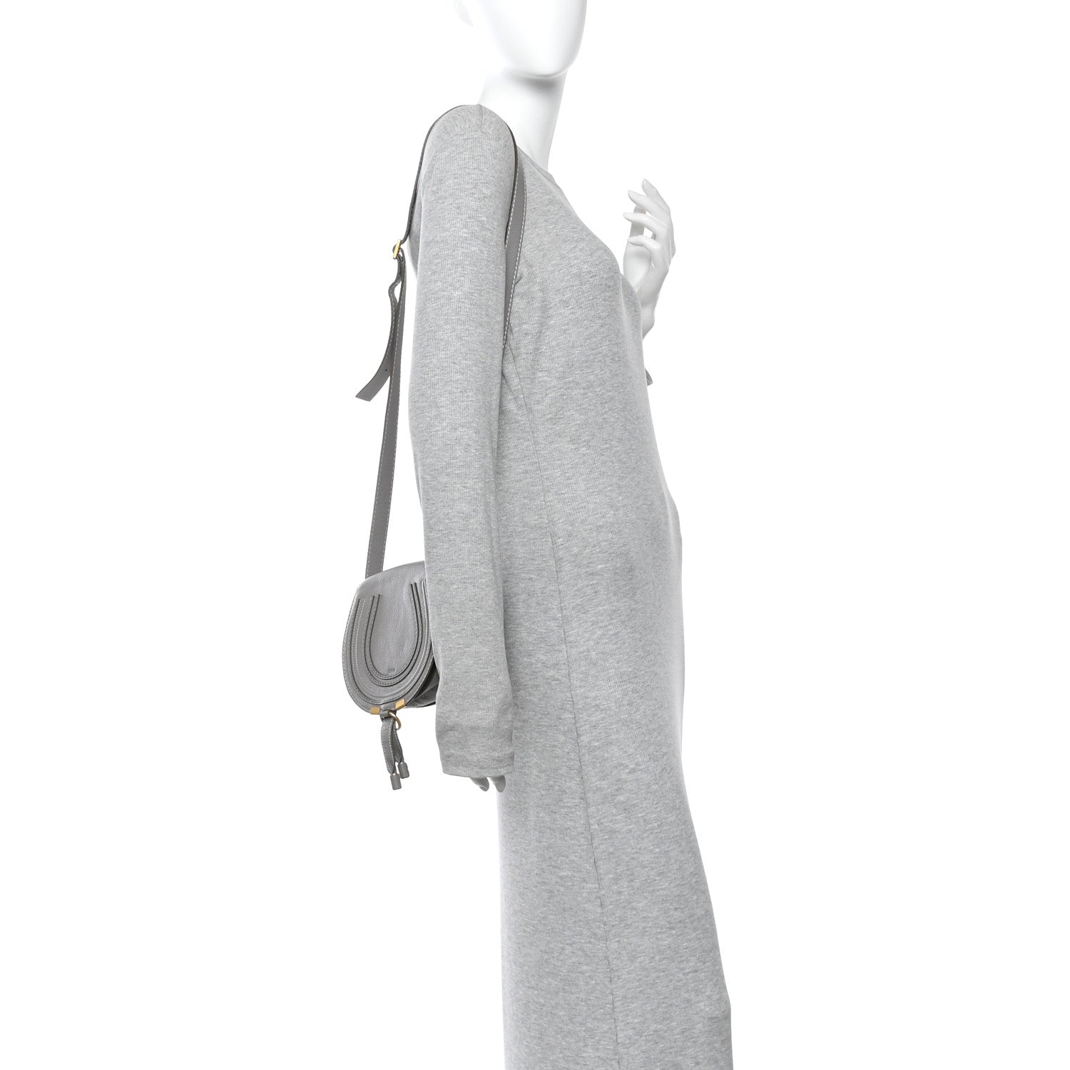 Chloe Calfskin Mini Marcie Round Crossbody Bag Cashmere Grey 2 of 14