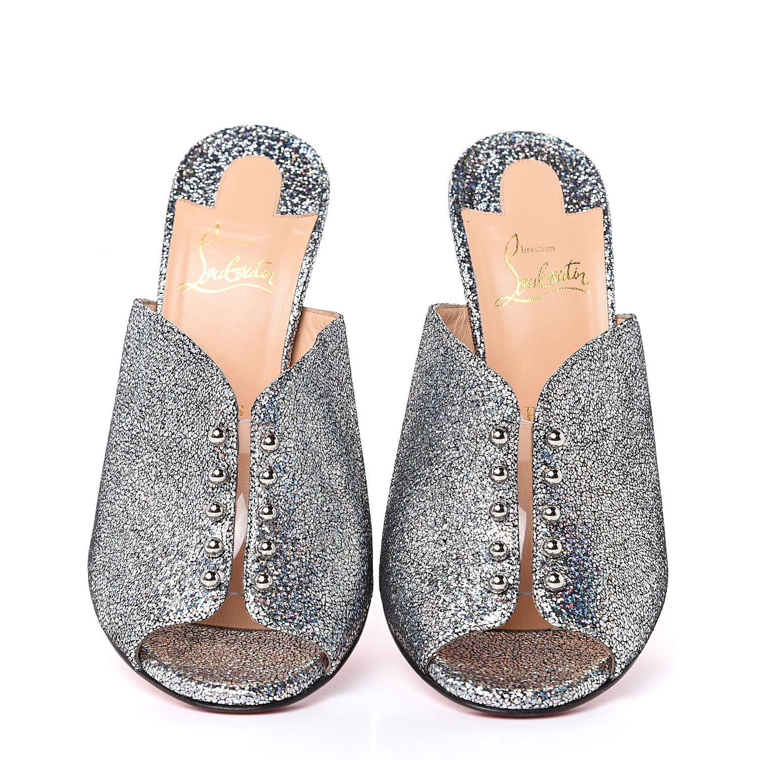 Christian Louboutin Nappa Mica PVC Glitter Predumule 100 Pumps 39 Silver 6 of 9