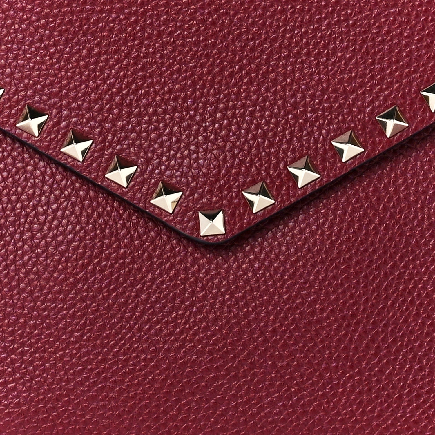 Valentino Garavani Pebbled Calfskin Large Rockstud Envelope Clutch Cerise 8 of 12