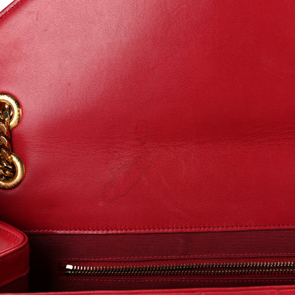Saint Laurent Smooth Calfskin Matelasse Chevron Large Monogram Satchel Red 12 of 12