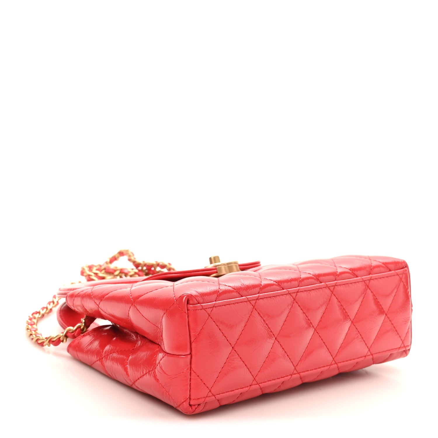 Chanel Shiny Aged Calfskin Quilted Nano Kelly Shopper Dark Red 4 of 11