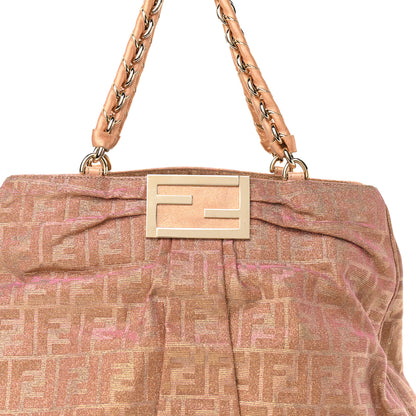 Fendi Metallic Lurex Zucca Mia Tote Arancio 8 of 10