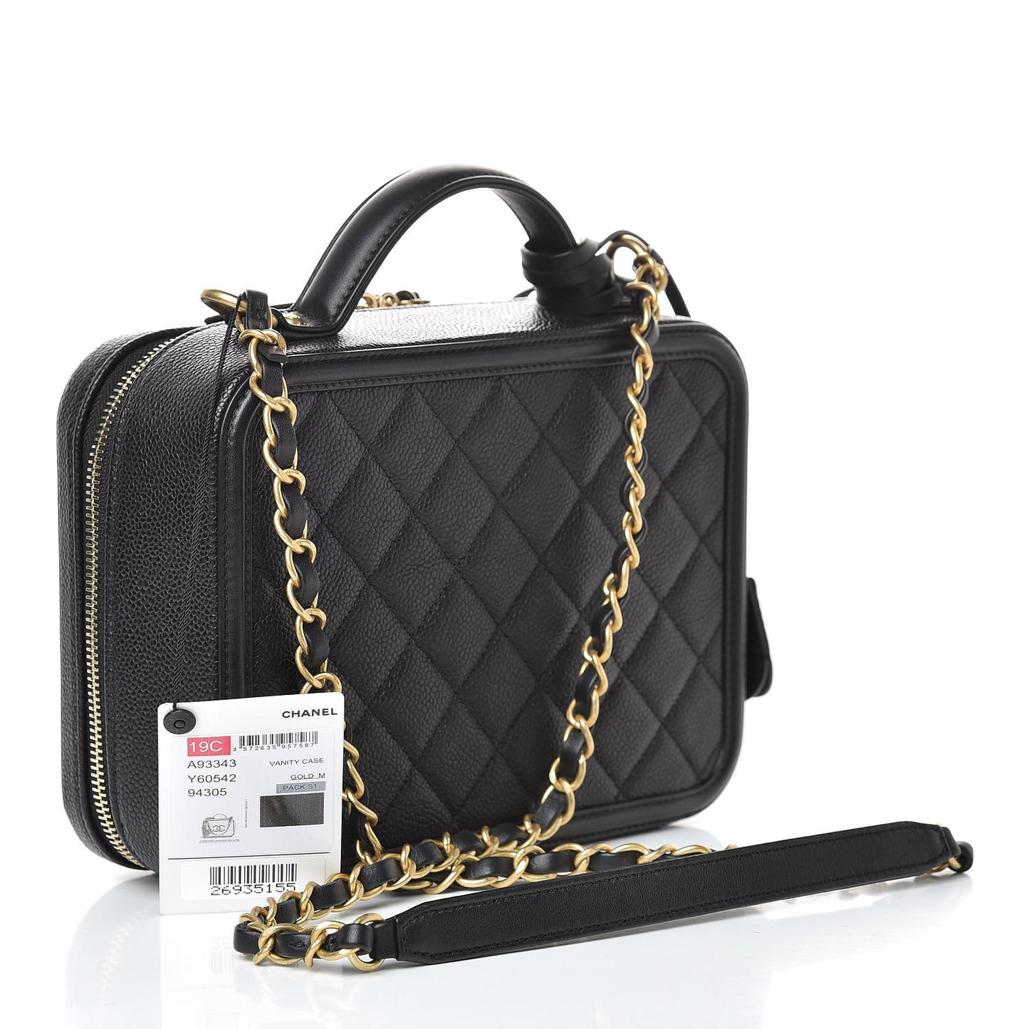 Caviar Quilted Medium CC Filigree Vanity Case Black