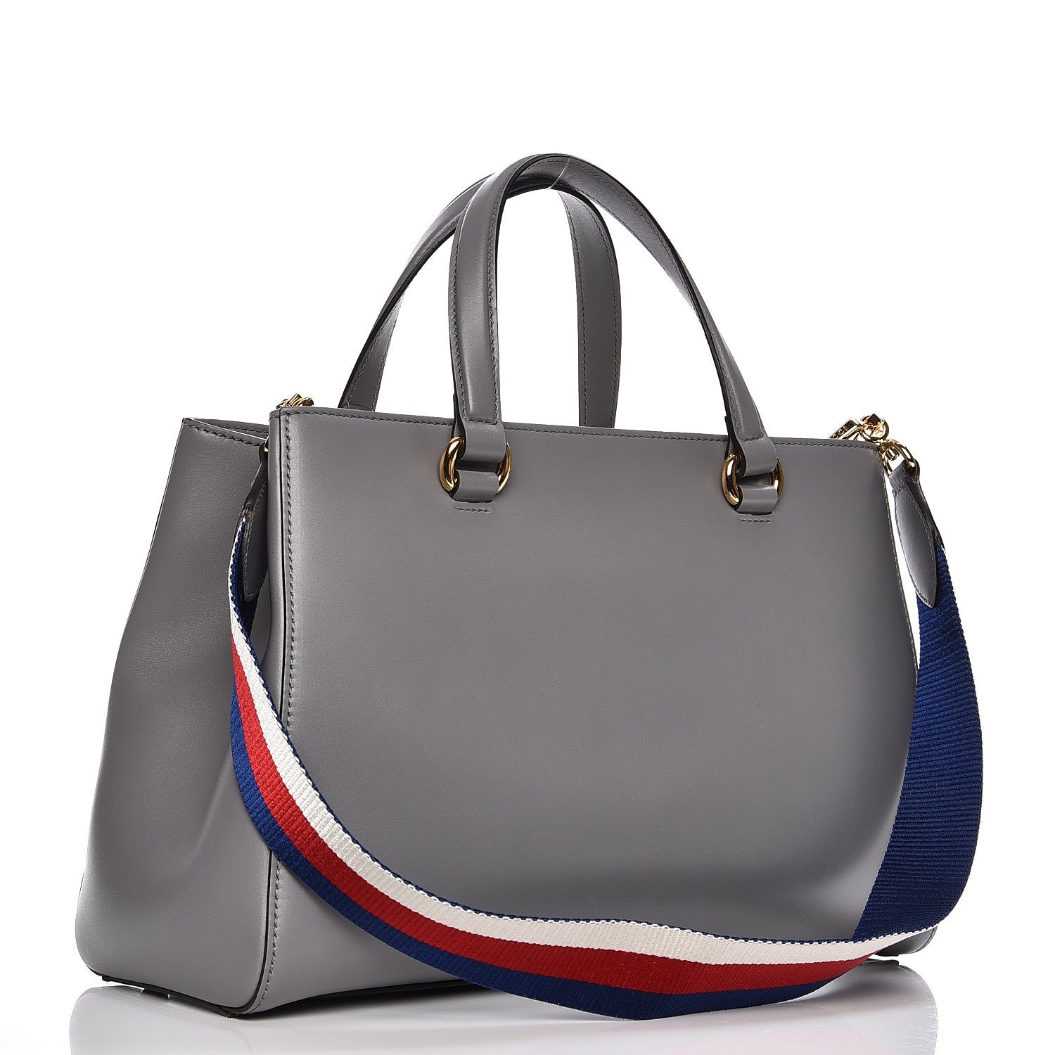 Gucci Calfskin Web Large Sylvie Top Handle Tote Deep Grey 4 of 10