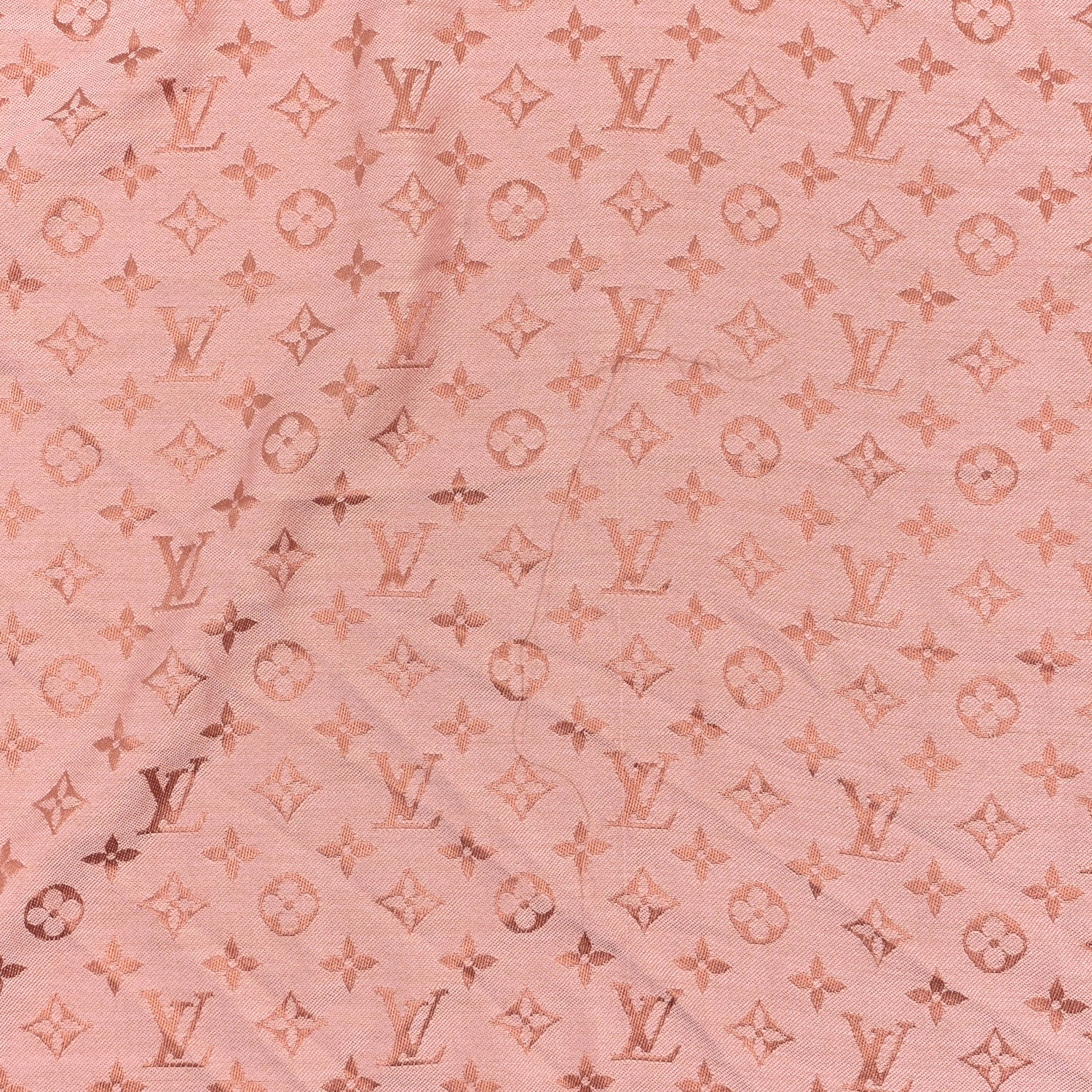 Louis Vuitton Silk Wool Monogram Denim Shawl Beige Pink 9 of 11