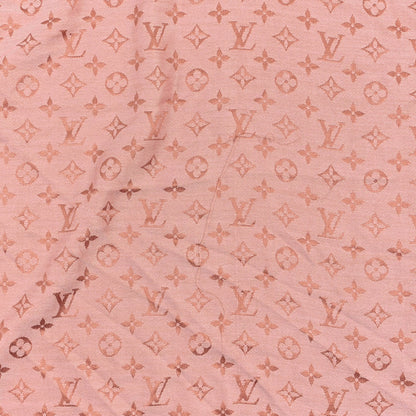 Louis Vuitton Silk Wool Monogram Denim Shawl Beige Pink 9 of 11