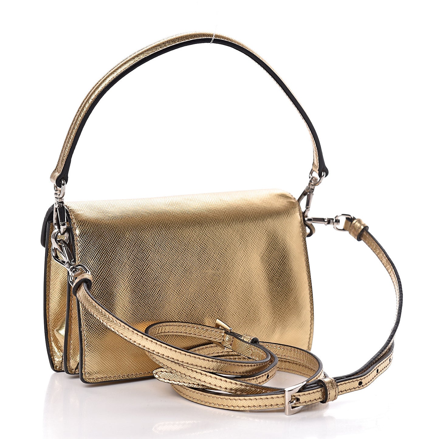 Saffiano Lux Sound Shoulder Bag Platino