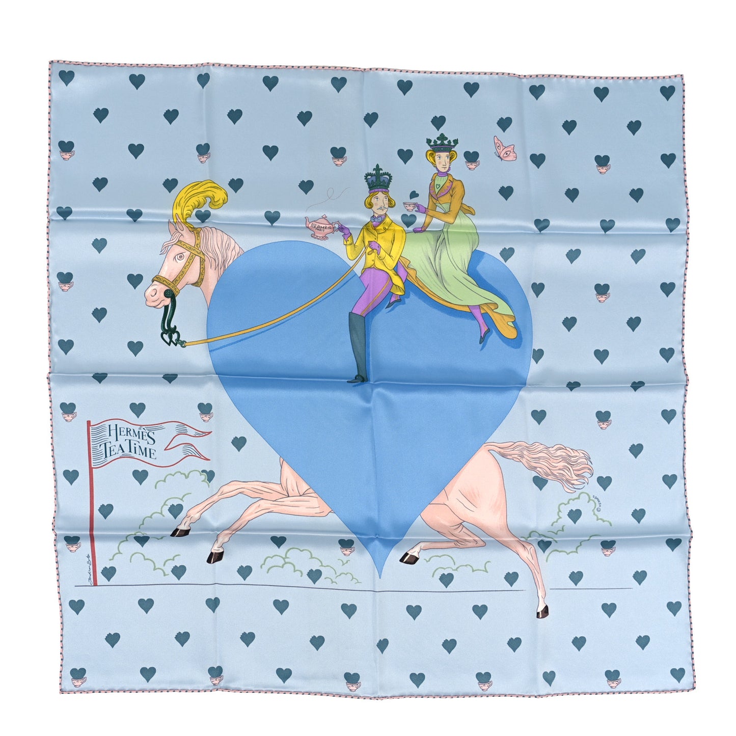 Silk Tea Time Scarf 70 Bleu Ciel Bleu Azur
