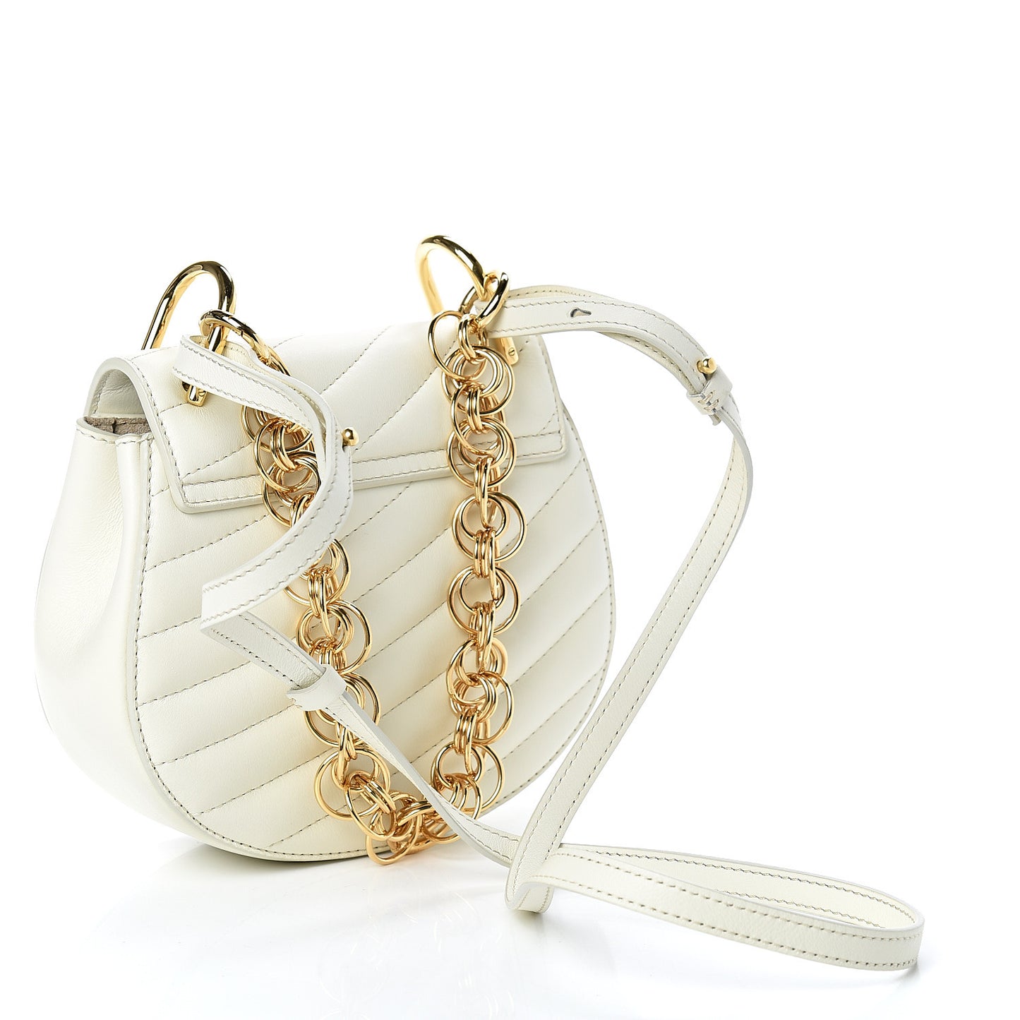 Calfskin Quilted Mini Drew Bijou Shoulder Bag Natural White