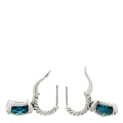David Yurman Sterling Silver Hampton  Blue Topaz Diamond Chatelaine Drop Earrings 3 of 4