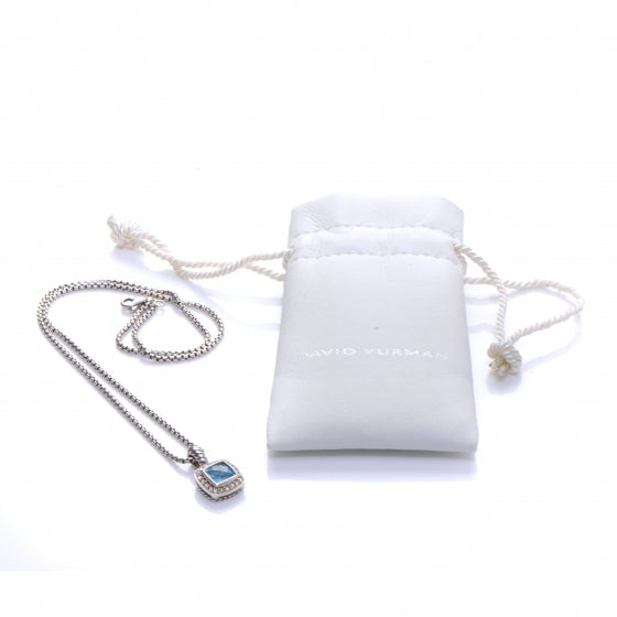 David Yurman Sterling Silver Pave Diamond Topaz Albion Necklace 5 of 6