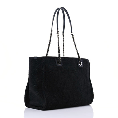 Chanel Lurex Canvas Small Deauville Tote Black 3 of 10