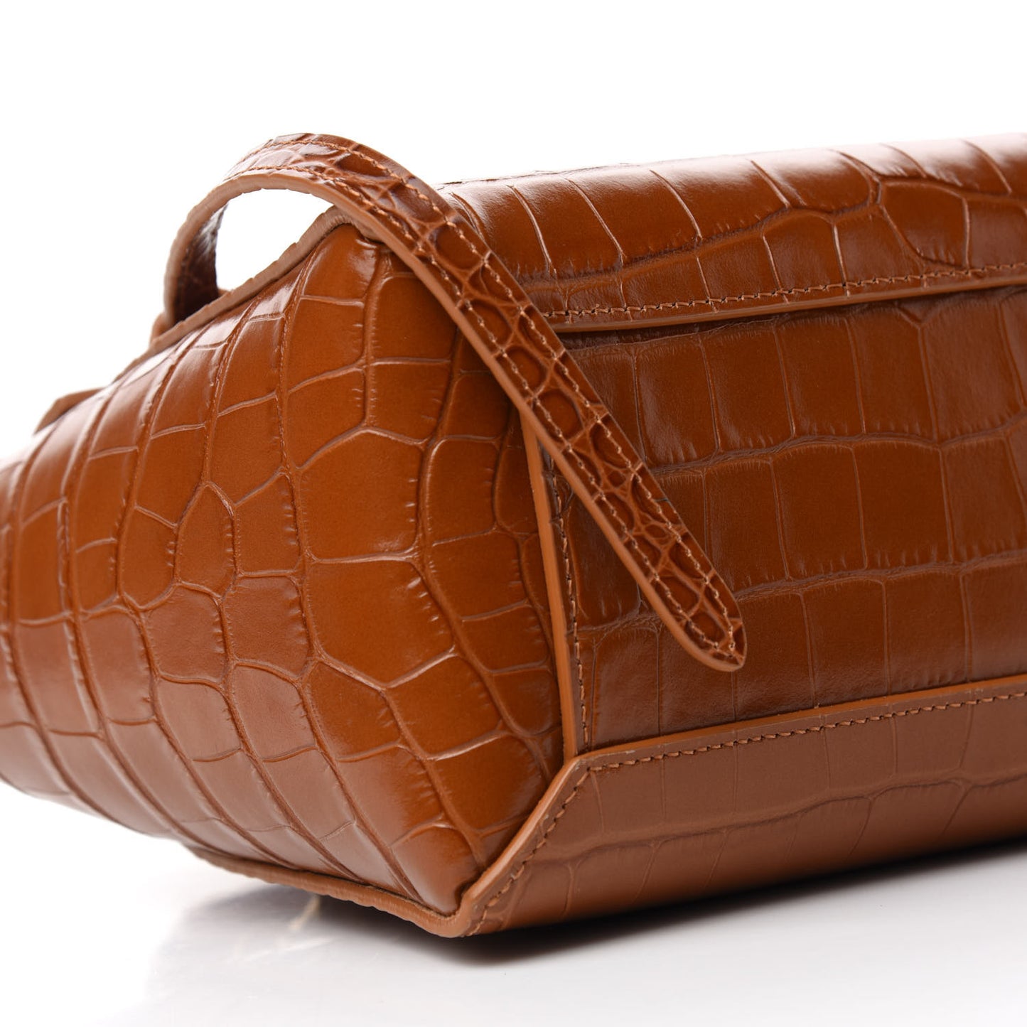 Calfskin Crocodile Embossed Nano Belt Bag Camel