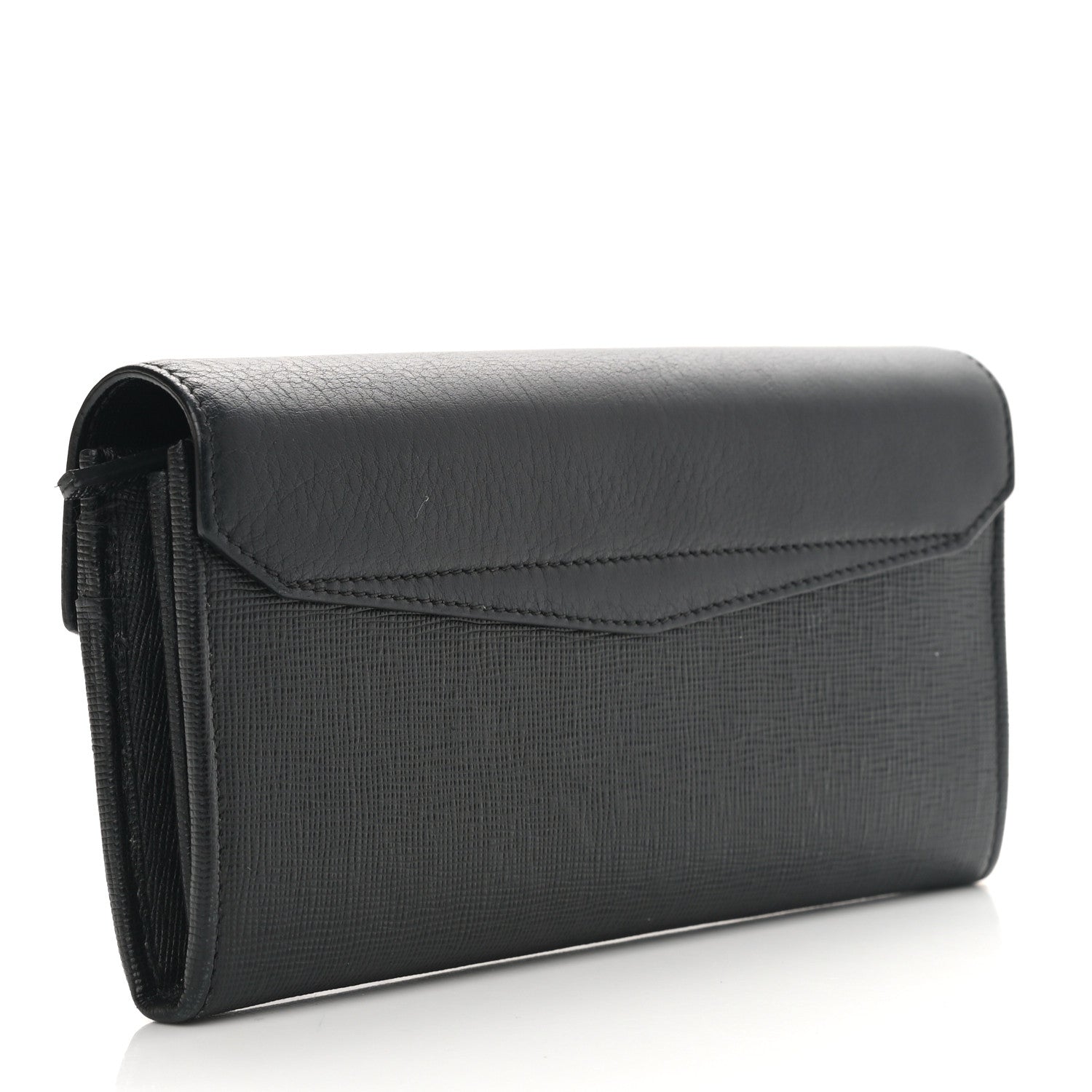 Fendi Vitello Elite Flamingo 2Jours Continental Wallet Black 3 of 8