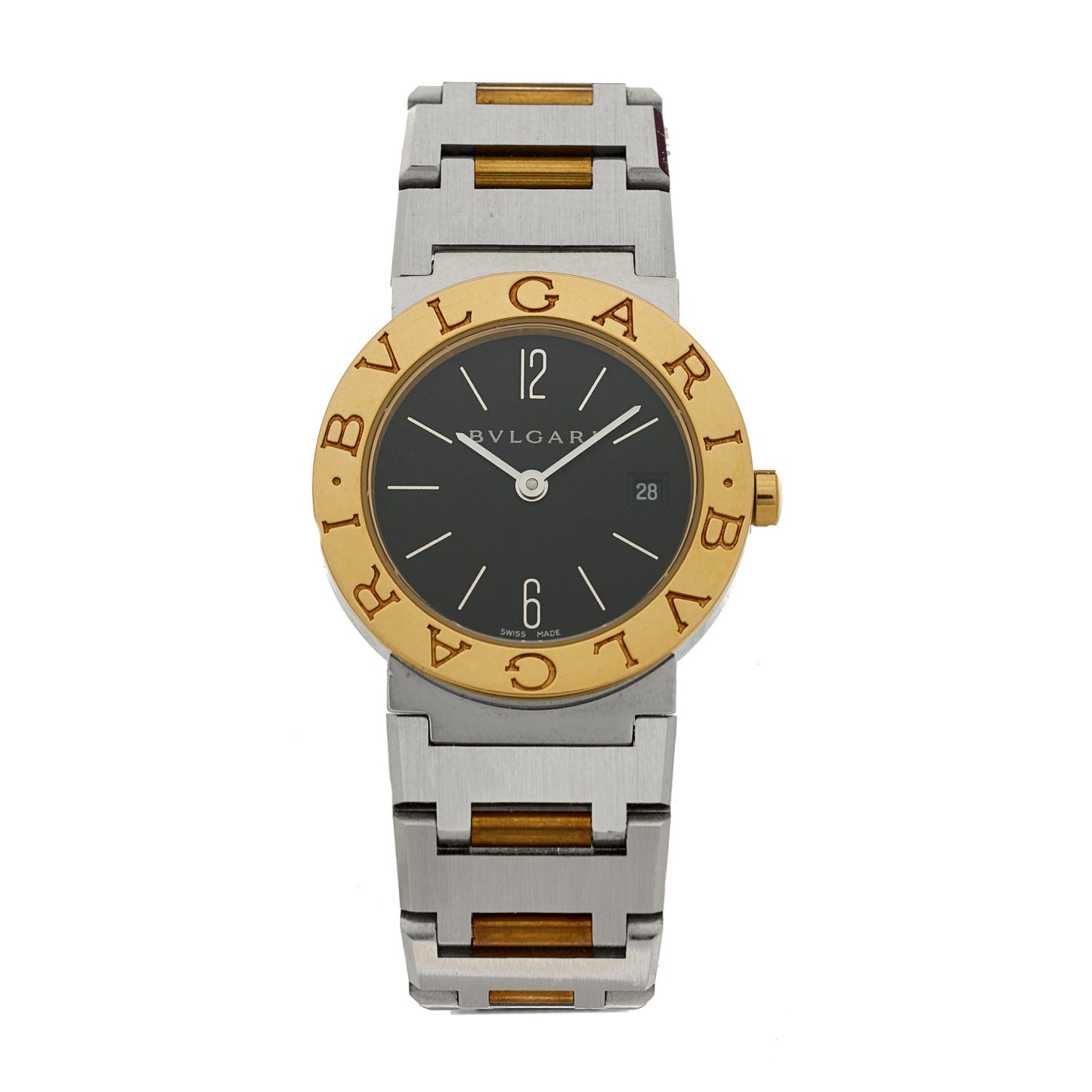 Stainless Steel 18K Yellow Gold 26mm Quartz Watch Black