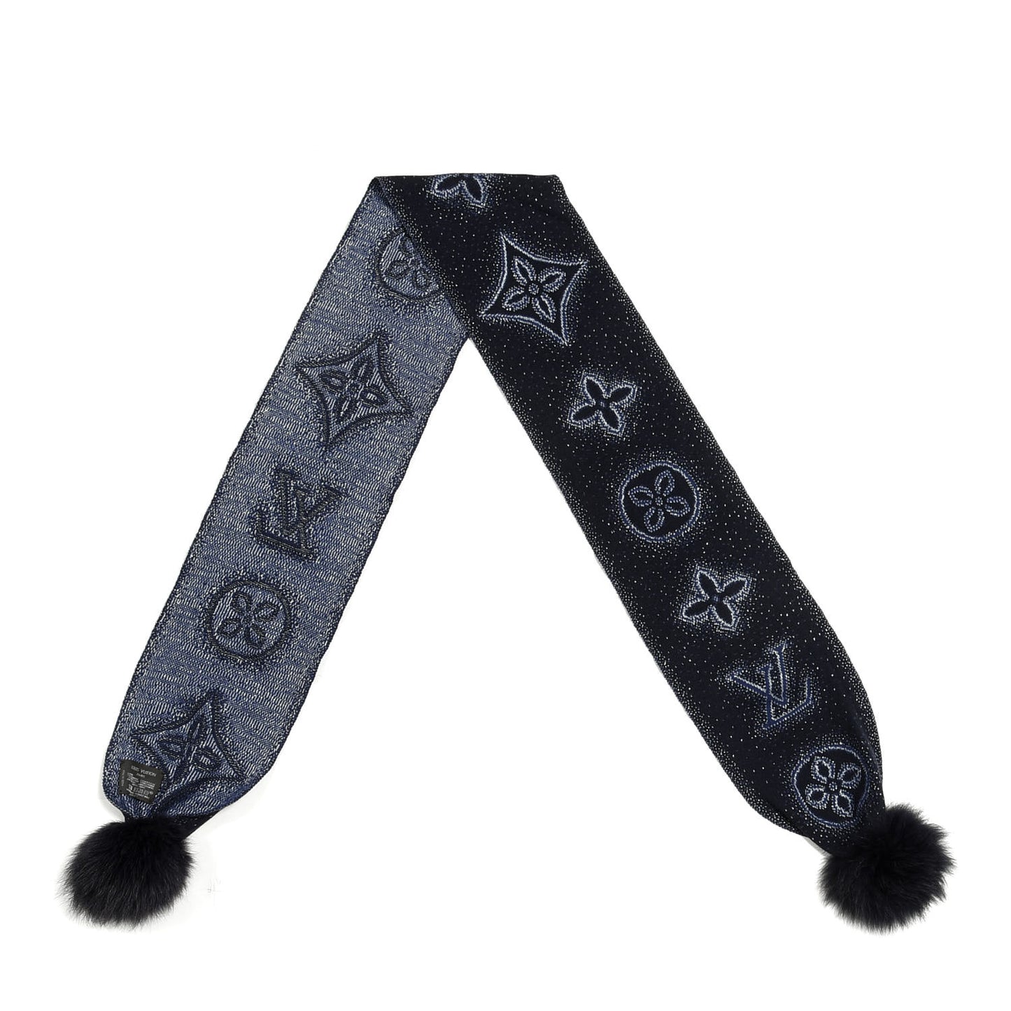 Cashmere Mink Fur Monogram Scarf Blue