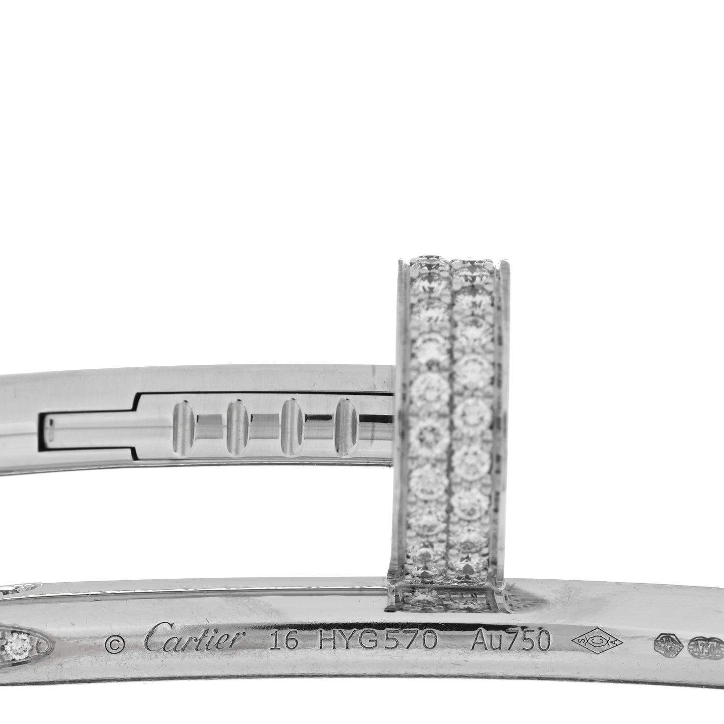 18K White Gold Diamond Juste Un Clou Paved Bracelet 16