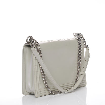 Chanel Glazed Calfskin Large Boy Flap White 3 of 12