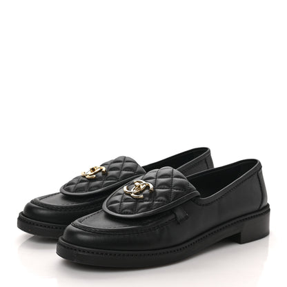 Chanel Lambskin Quilted CC Turnlock Loafers 40 Black 3 of 9