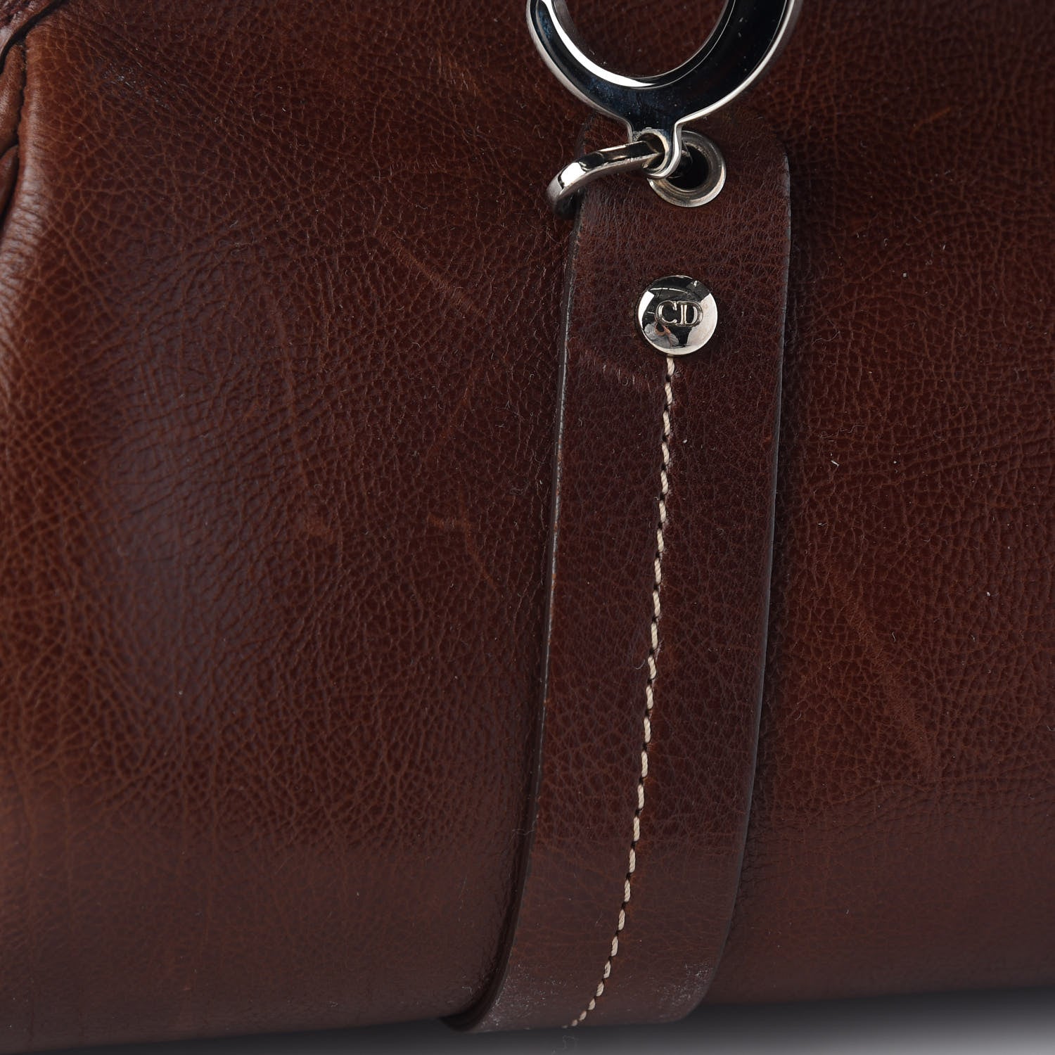 Christian Dior Grained Calfskin Romantic Flowers Frame Satchel Brown 11 of 13