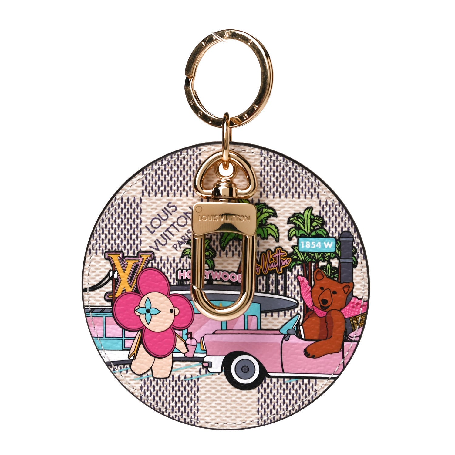 Louis Vuitton Damier Azur 2021 Christmas Animation Hollywood Bag Charm Key Ring Fuchsia 1 of 6