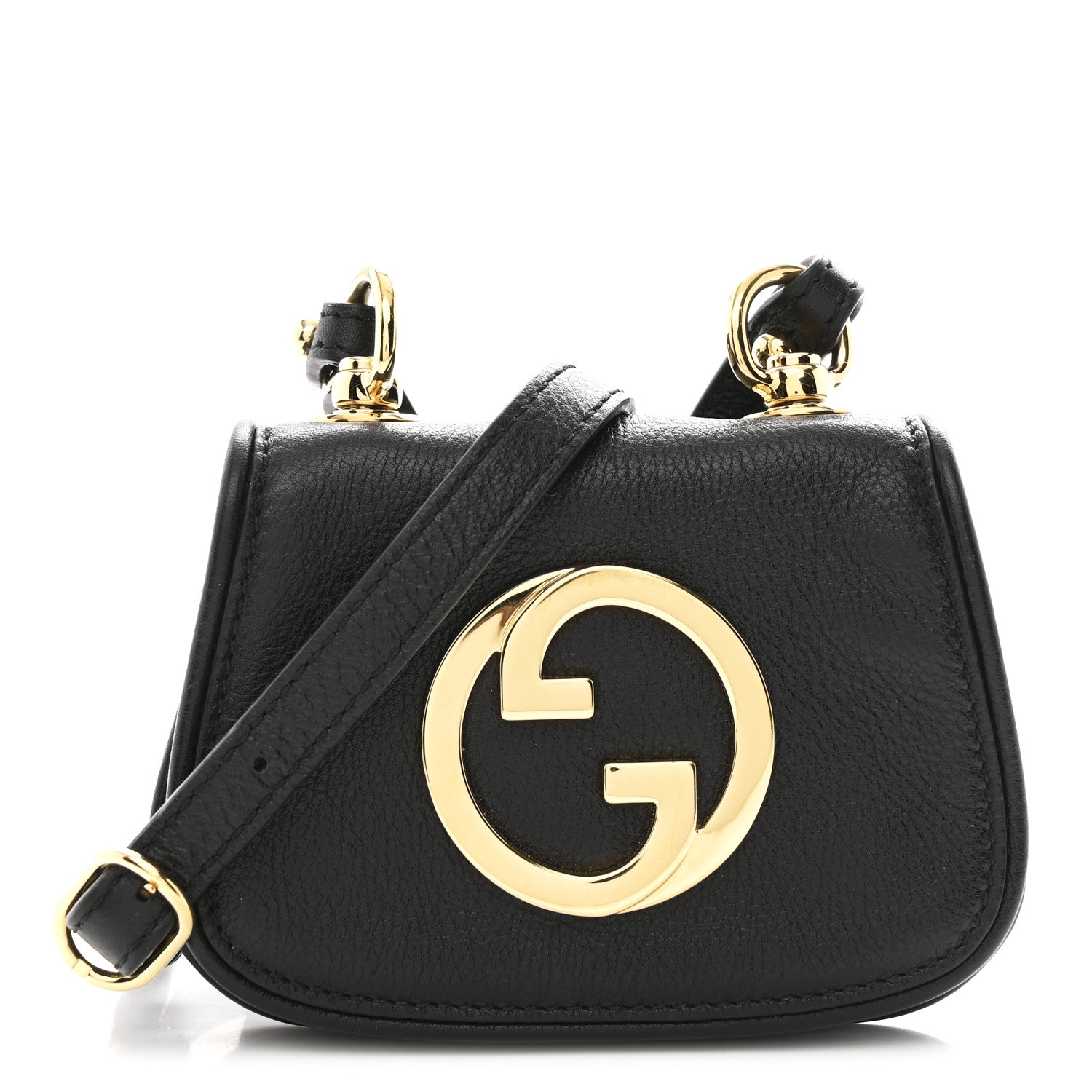 Gucci Roxy Calfskin Mini Blondie Card Case Wallet with Strap Shoulder Black 1 of 11
