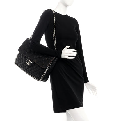 Chanel Washed Lambskin Quilted Maxi Chain Around Flap Black 2 of 9