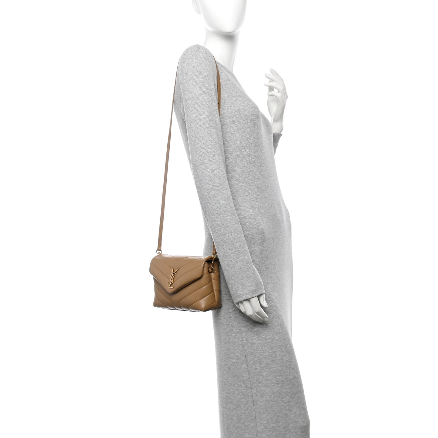 Calfskin Y Quilted Monogram Toy Loulou Crossbody Bag Natural Tan