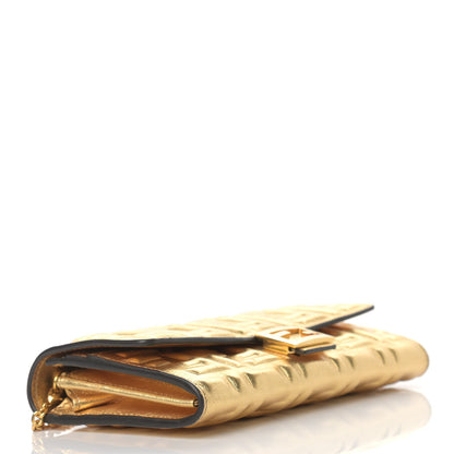 Fendi Vitello Catalan Mirror FF 1974 Embossed Continental Wallet on Chain Gold 4 of 9