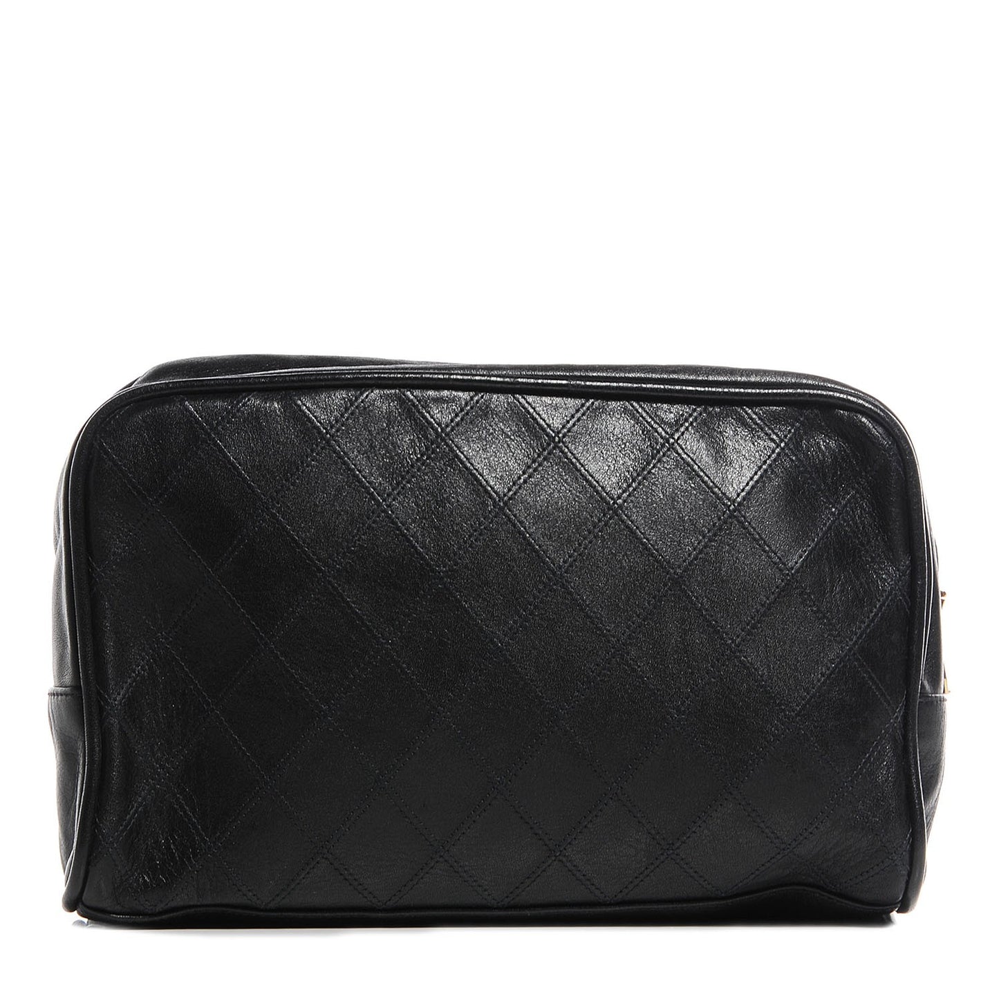 Lambskin Diamond Stitch Cosmetic Case Black