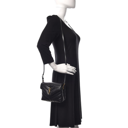 Saint Laurent Calfskin Y Quilted Monogram Toy Loulou Crossbody Bag Black 2 of 11