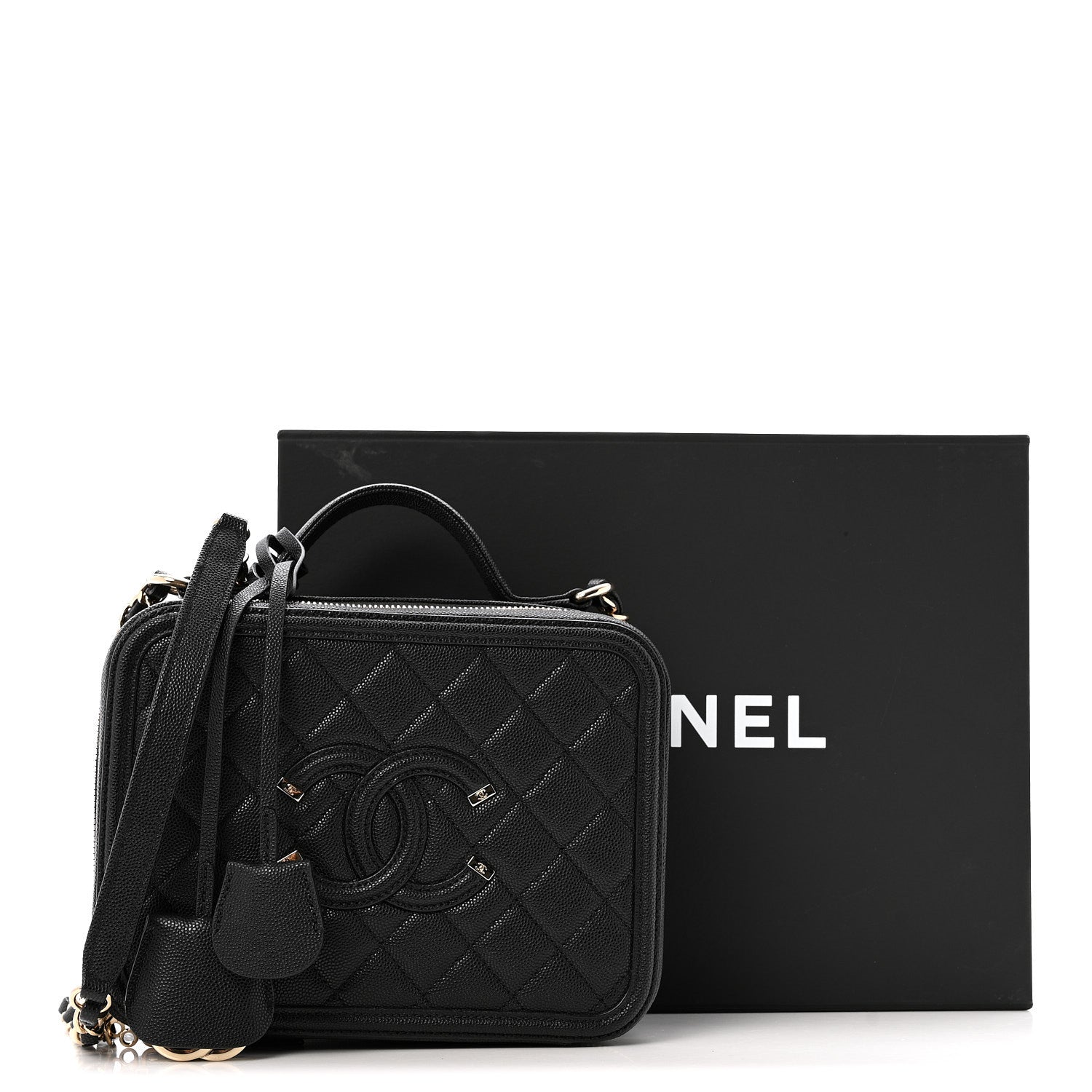 Chanel Caviar Quilted Medium CC Filigree Vanity Case Black 13 of 13