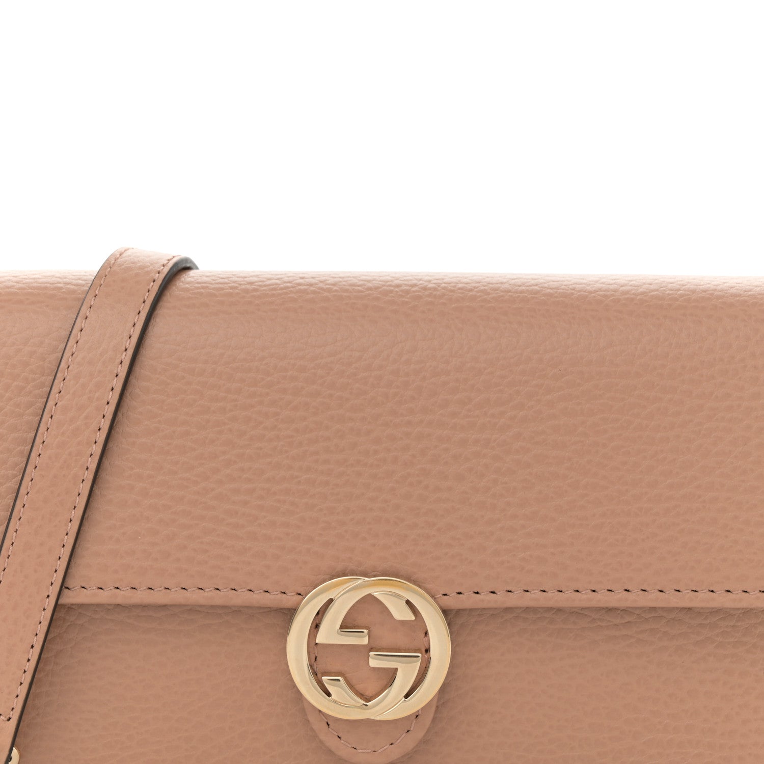Gucci Dollar Calfskin Interlocking G Chain Wallet Camelia 8 of 11