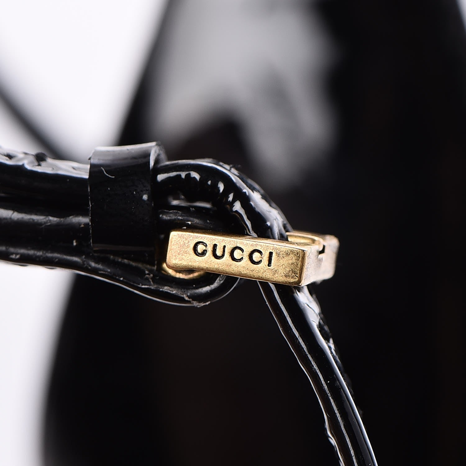 Gucci Patent Crystal Removable Bow Sandals 38.5 Black 12 of 15